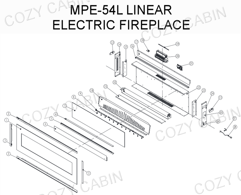Astria Merit Plus Series Linear Electric Fireplace (MPE-54L) #MPE-54L